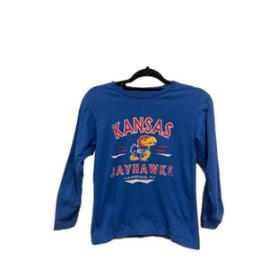 PRO Edge Blue Kansas Jayhawks Long Sleeve Crew Neck T-Shirt Size Youth 8/10